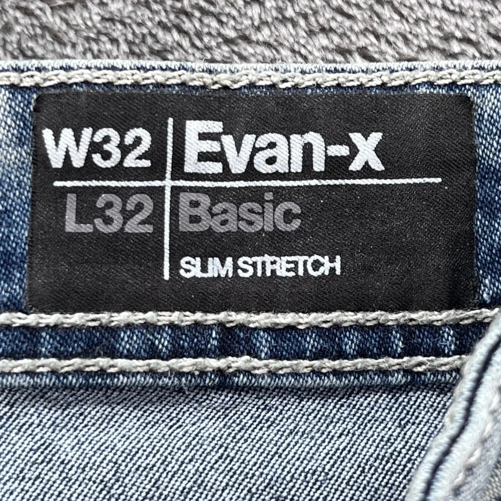 Buffalo David Bitton Evan-x Basic Slim Stretch Jeans Blue Acid Wash 32x32 Mens